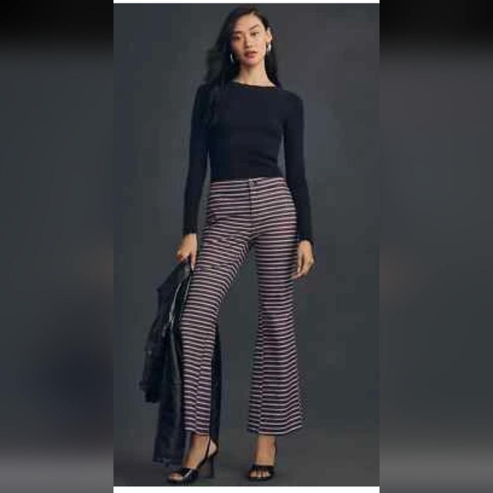 Anthropologie Maeve Striped Kick Flare Pant NWOT